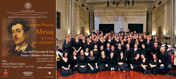 PISA: IL CORO DELL’UNIVERSITÀ IN SCENA CON GIACOMO PUCCINI