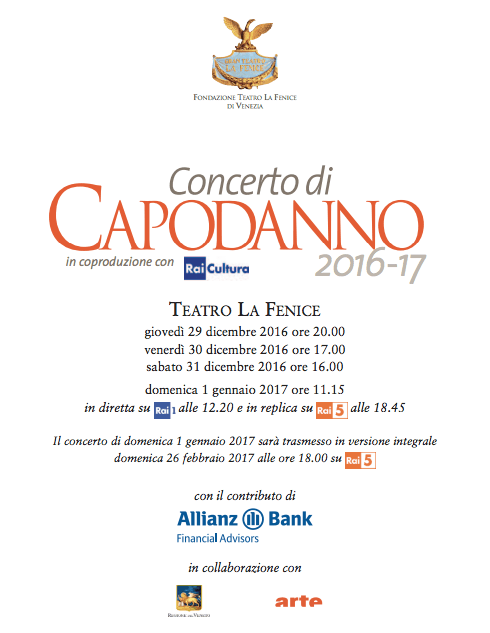 VENEZIA: Concerto di Capodanno 2017 alla Fenice