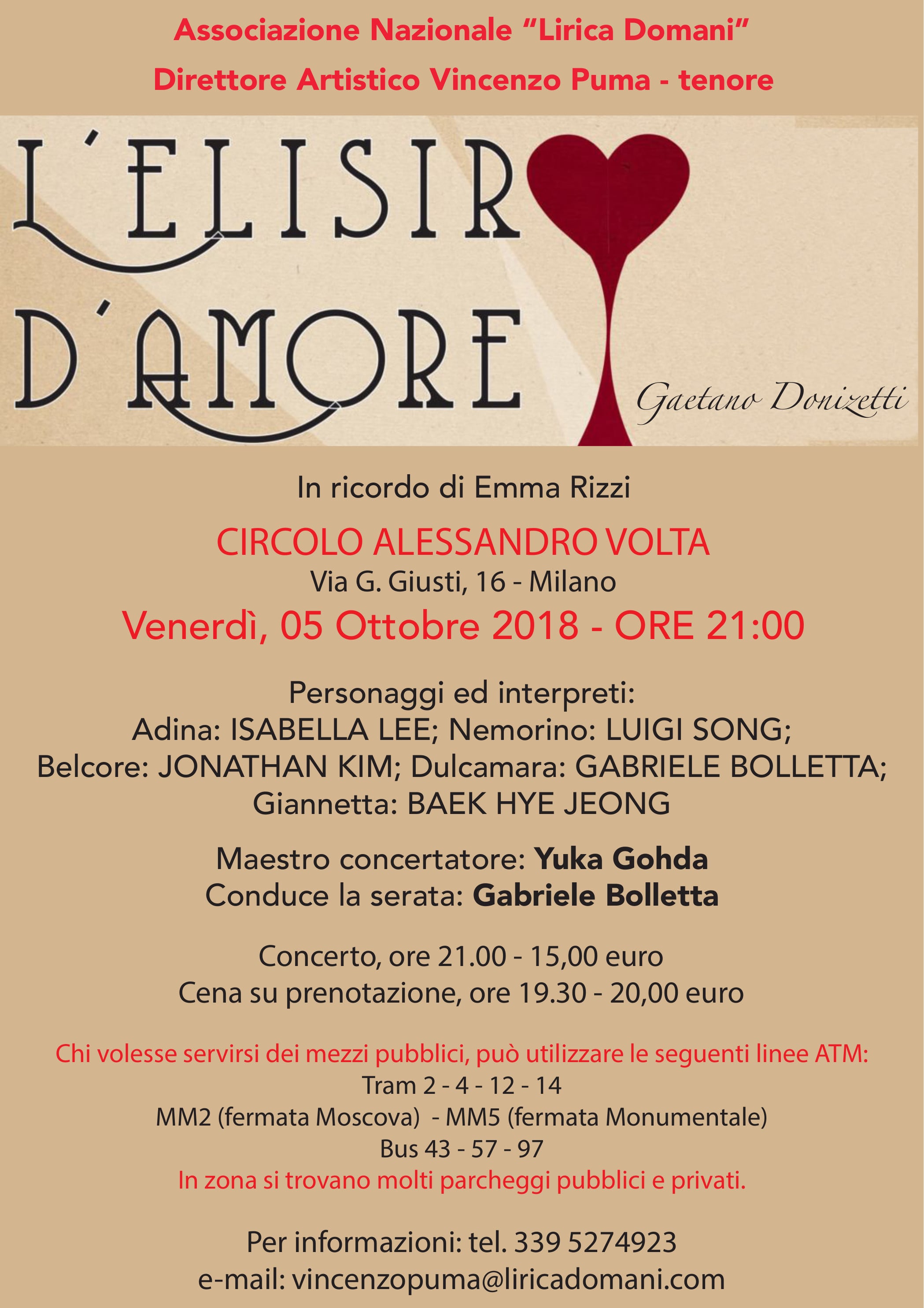 MILANO: Elisir d'amore - 5 ottobre 2018