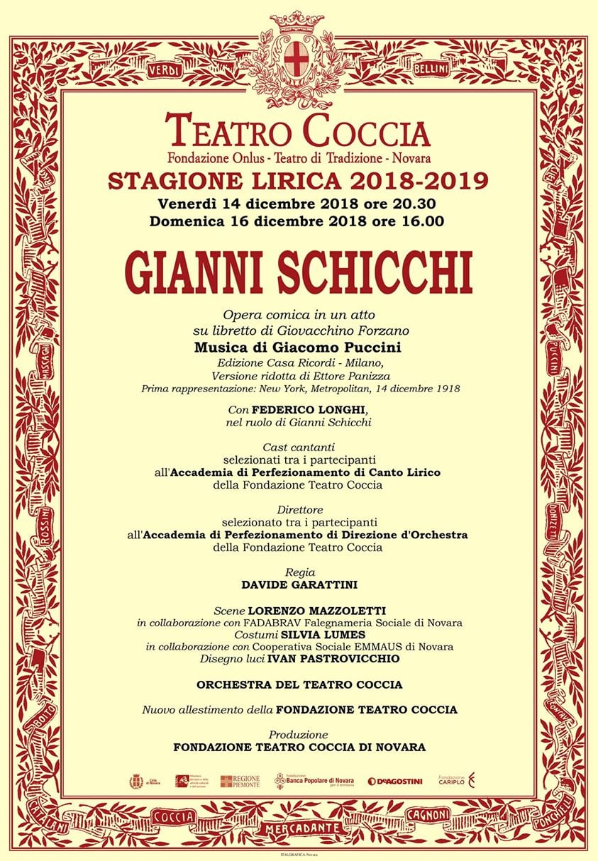 NOVARA: Gianni Schicchi - 14 e 16 dicembre 2018