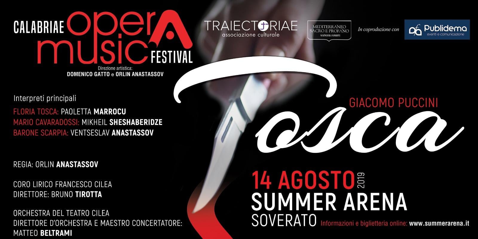 “Tosca” al Summer Arena di Soverato - 14 agosto 2019 ore 21